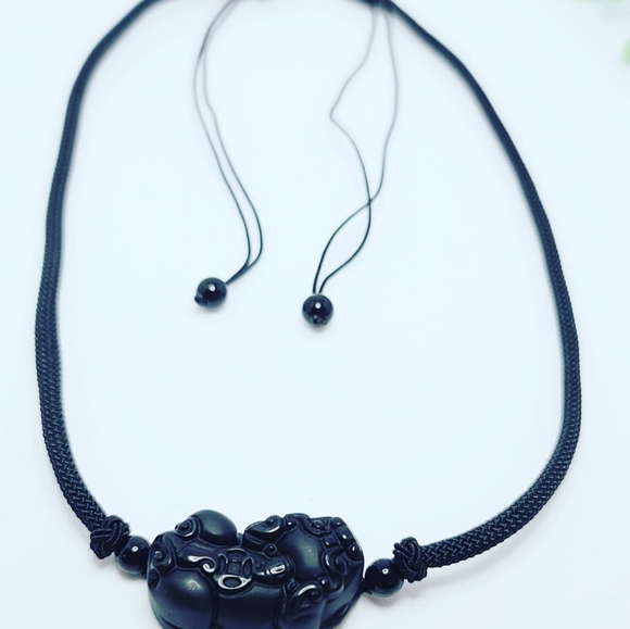 Black Obsidian Pixiu Carving Unisex necklace ✨ - Picture 5 of 5